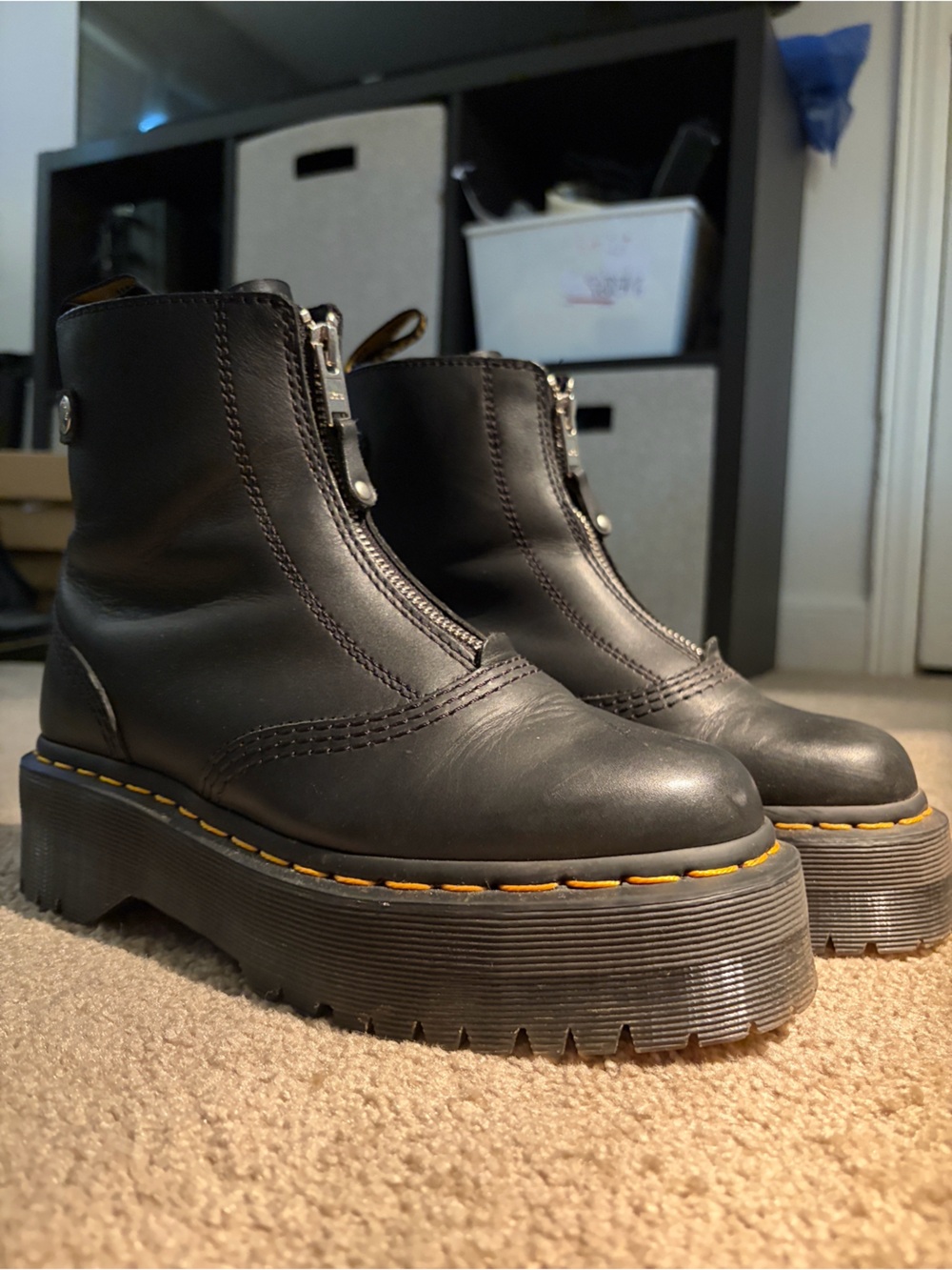 Dr. Martens Jetta Black Leather Zip Platform Chelsea Boots